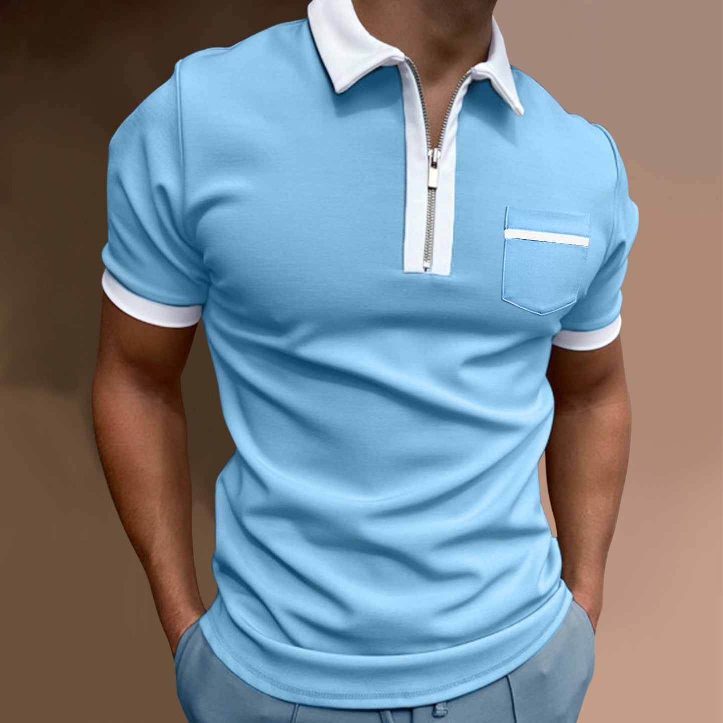 Men's Lapel Fashion Slim Pocket Men's T-Shirt POLO Shirt Gimme that