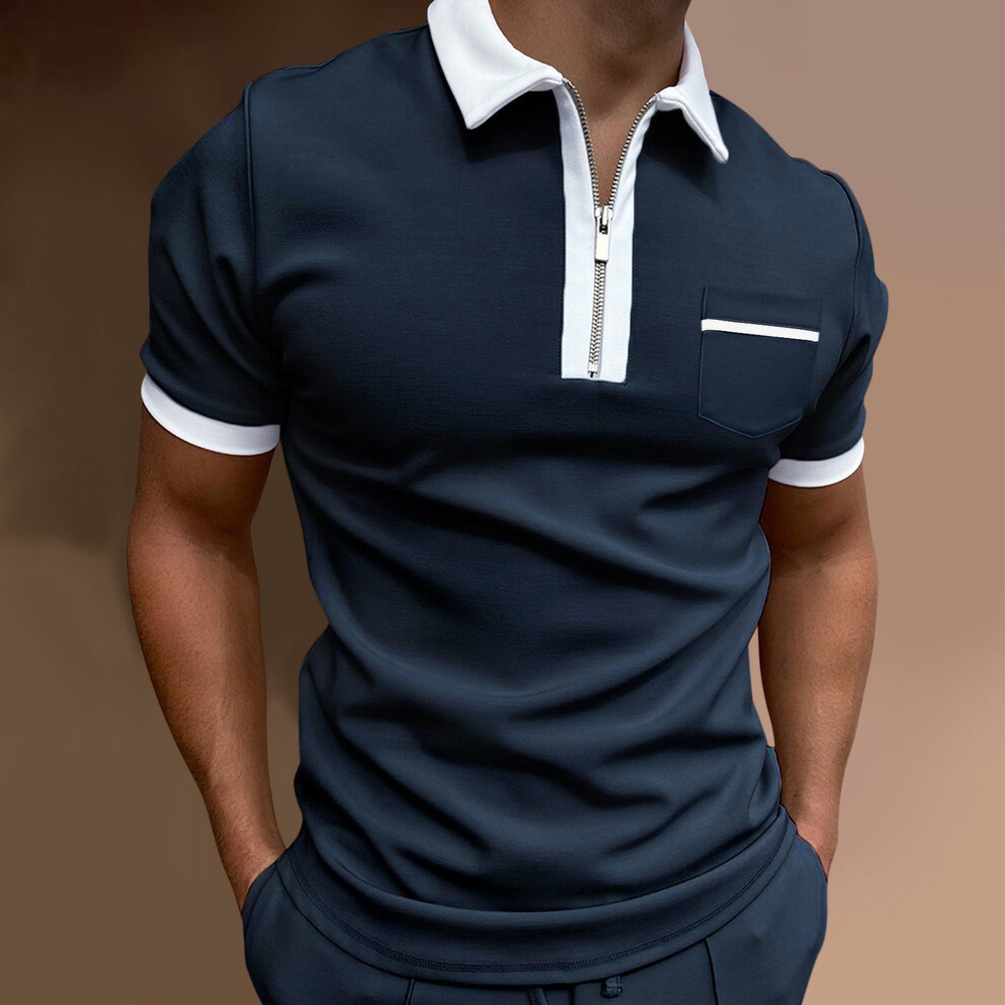 Men's Lapel Fashion Slim Pocket Men's T-Shirt POLO Shirt Gimme that