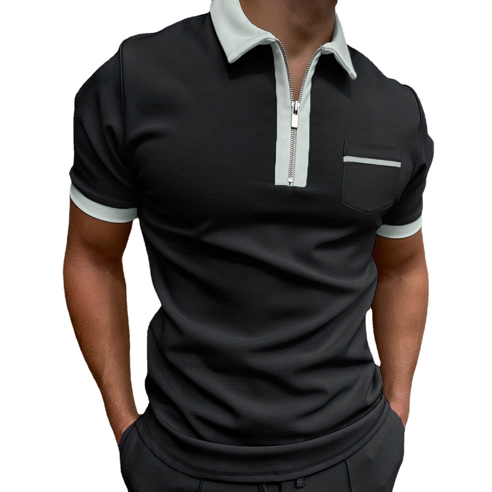 Men's Lapel Fashion Slim Pocket Men's T-Shirt POLO Shirt Gimme that