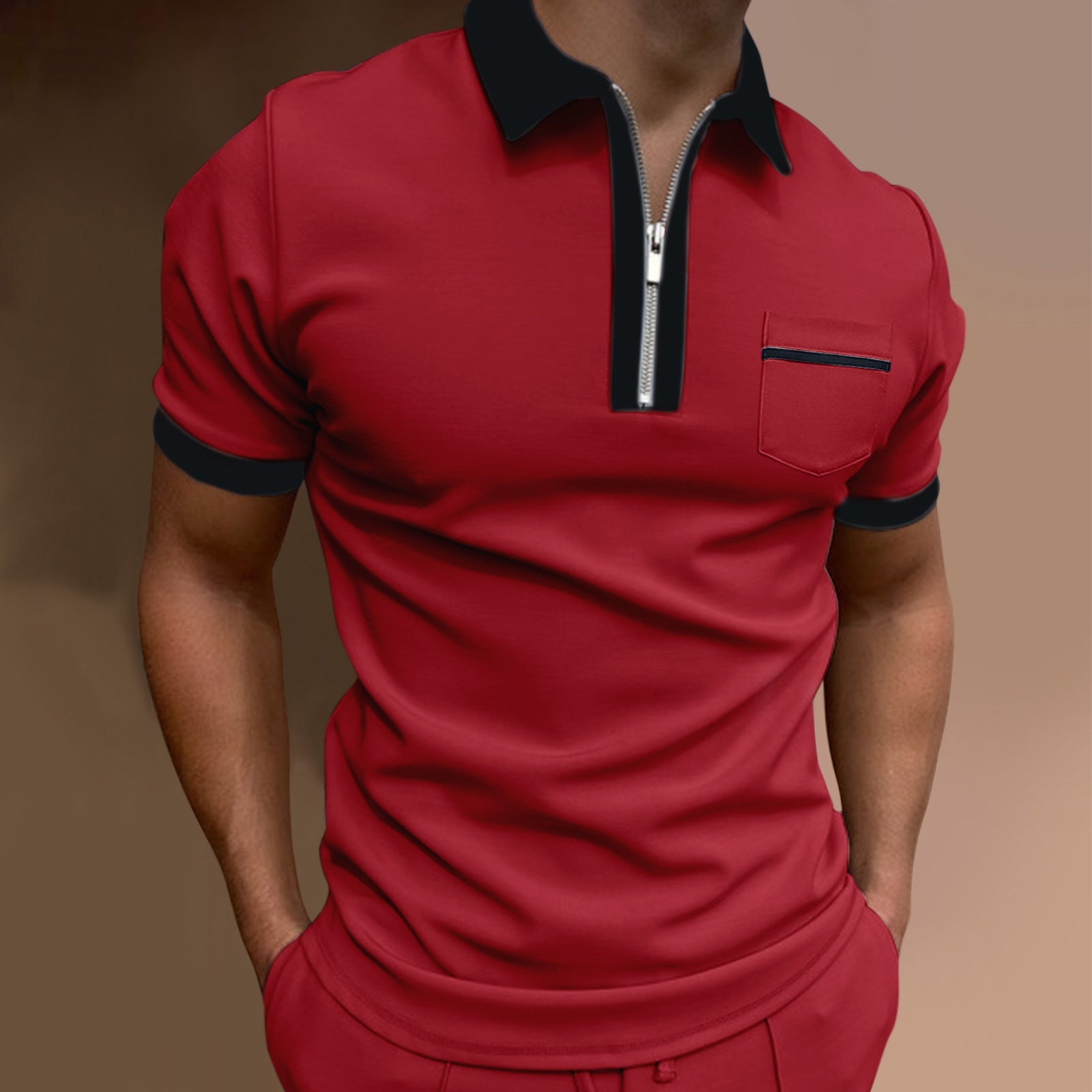 Men's Lapel Fashion Slim Pocket Men's T-Shirt POLO Shirt Gimme that