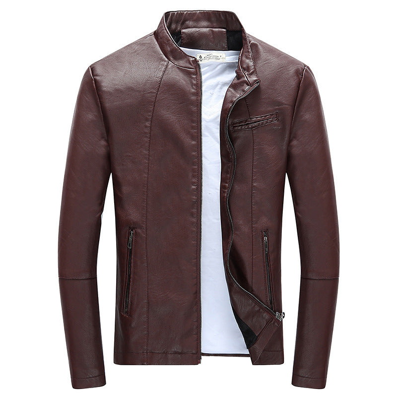 Men's leather jacket plus fleece Gimme that