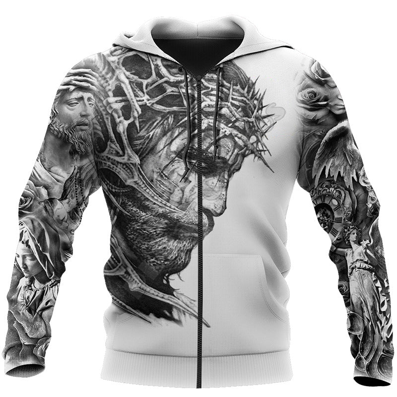 New Men's 3D Digital Jesus Print Long Sleeve Sweatshirt Gimme that