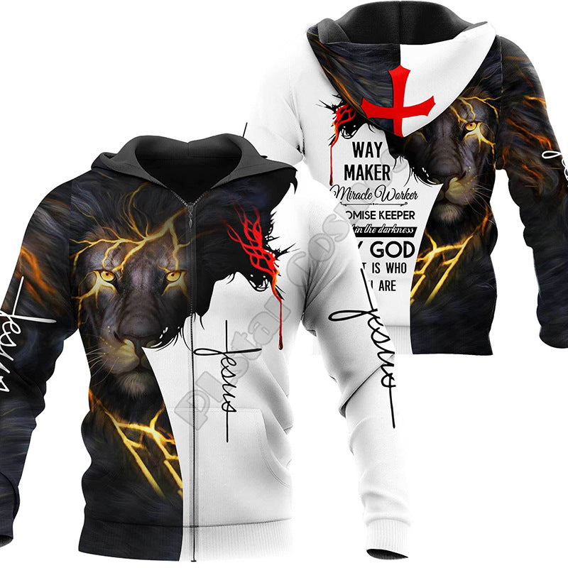 New Men's 3D Digital Jesus Print Long Sleeve Sweatshirt Gimme that