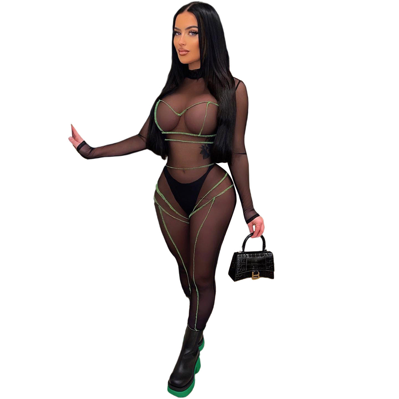 Nightclub See-through Mesh Jumpsuit - GimmeWarehouse