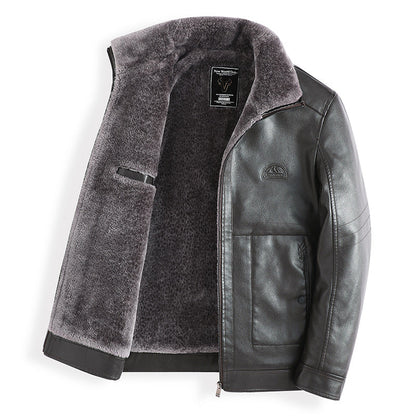 Plush Thick Leather Men's Free Care Jacket Gimme that