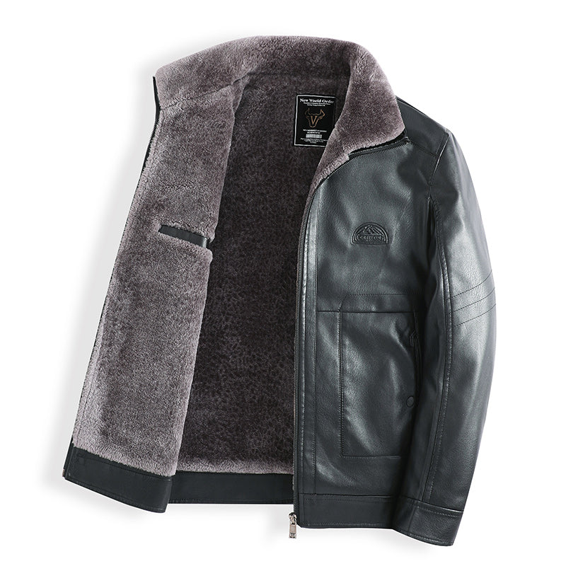 Plush Thick Leather Men's Free Care Jacket Gimme that