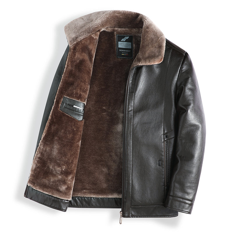 Plush Thick Leather Men's Free Care Jacket Gimme that