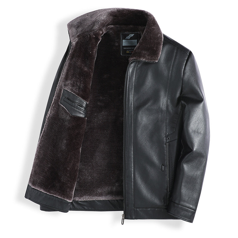 Plush Thick Leather Men's Free Care Jacket Gimme that