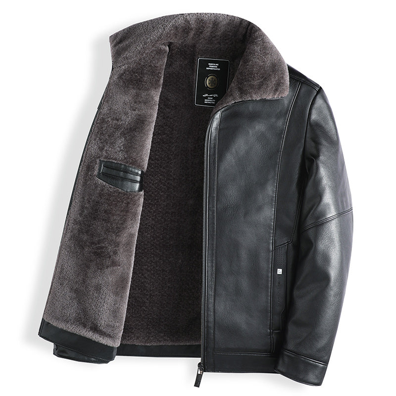 Plush Thick Leather Men's Free Care Jacket Gimme that