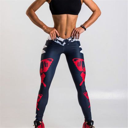 Red Butterfly Print Leggings Women's Sports Yoga Pants Gimme that