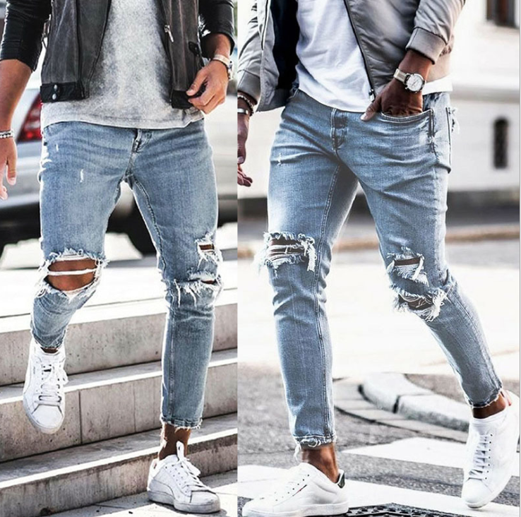 Ripped Skinny Jeans mens Streetwear - GimmeWarehouse