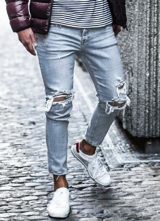 Ripped Skinny Jeans mens Streetwear - GimmeWarehouse