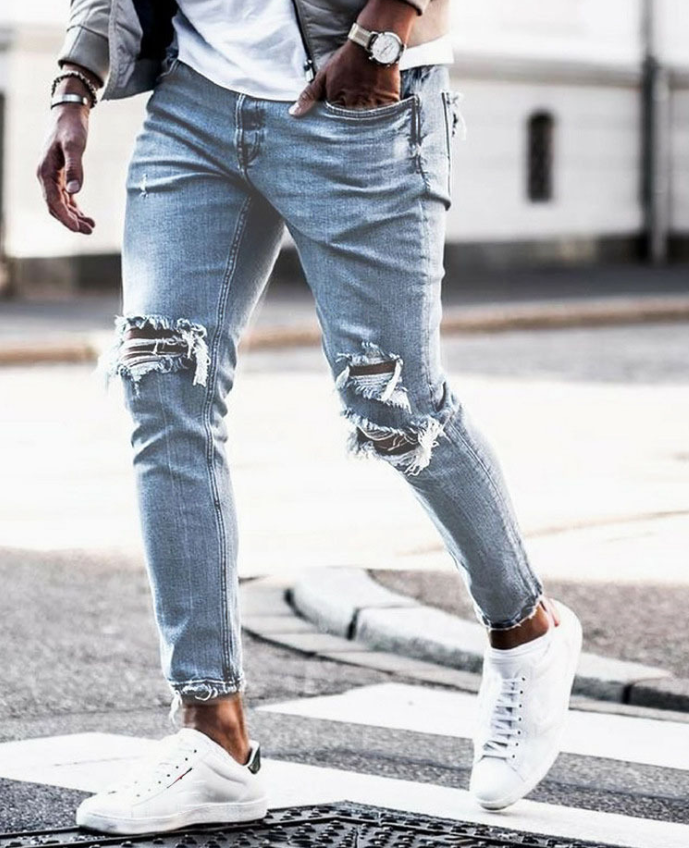 Ripped Skinny Jeans mens Streetwear - GimmeWarehouse