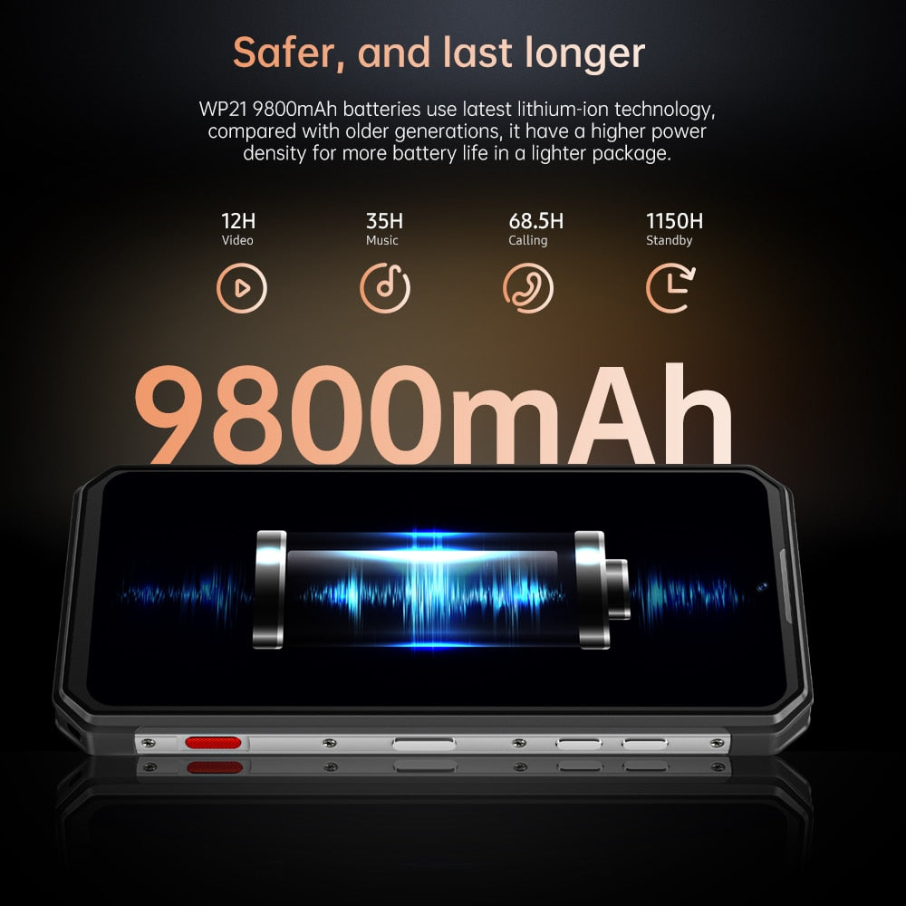 Oukitel WP21 Rugged Night Vision Smartphone, Cell Phone, Mobile Phone, 9800 mAh, Camera, 66W, HHelio G99 - Gimme That