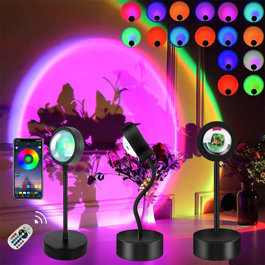 Smart Bluetooth Sunset Projection Lamp Projector Remote Led Lights - GimmeWarehouse