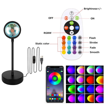 Smart Bluetooth Sunset Projection Lamp Projector Remote Led Lights - GimmeWarehouse