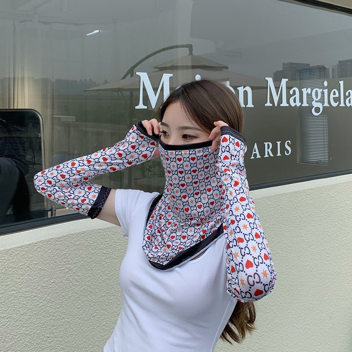 Summer riding cold incent sun mask female hood ice silk driver artifact neck ice sleeve two-piece hanging ear Gimme that