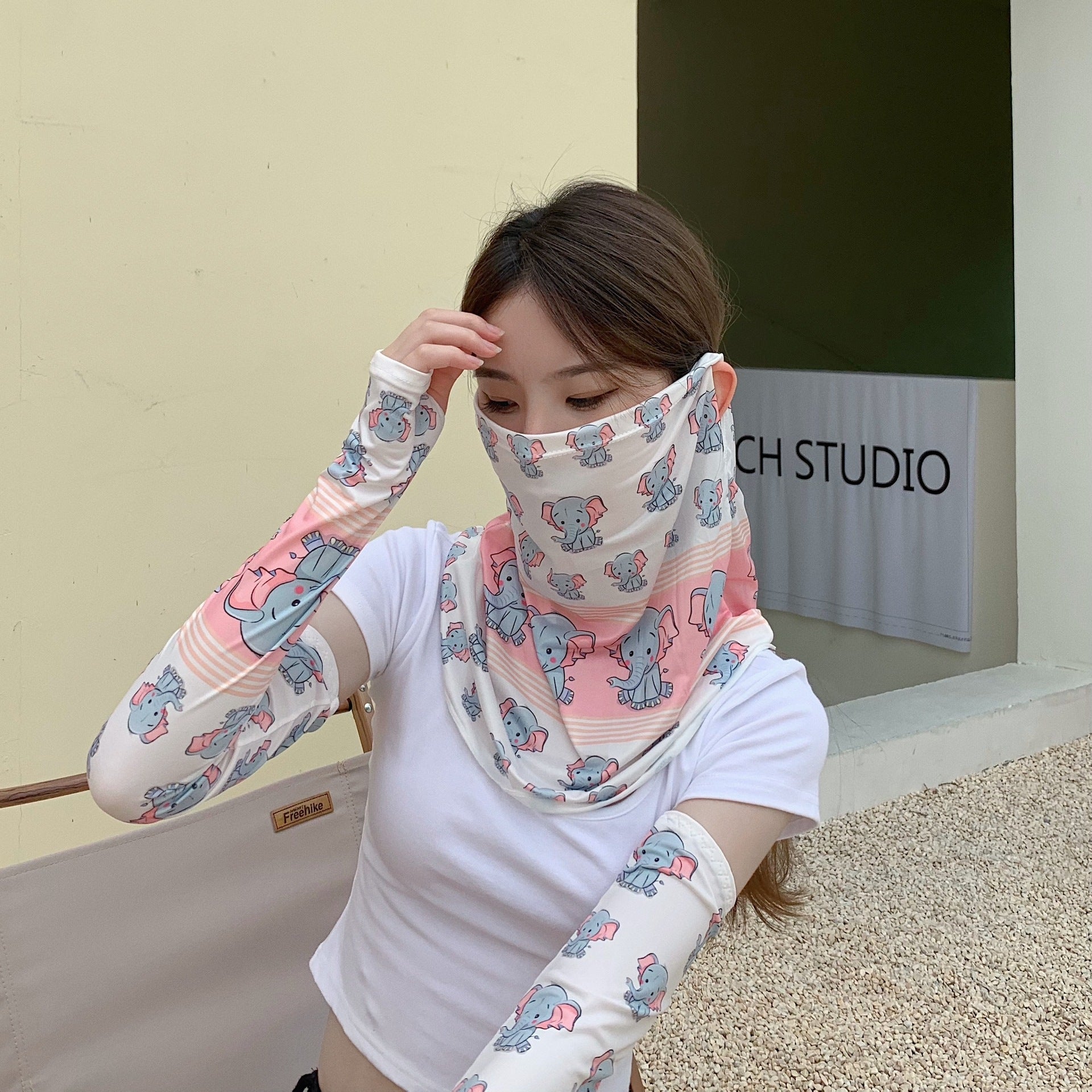 Summer riding cold incent sun mask female hood ice silk driver artifact neck ice sleeve two-piece hanging ear Gimme that