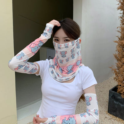 Summer riding cold incent sun mask female hood ice silk driver artifact neck ice sleeve two-piece hanging ear Gimme that