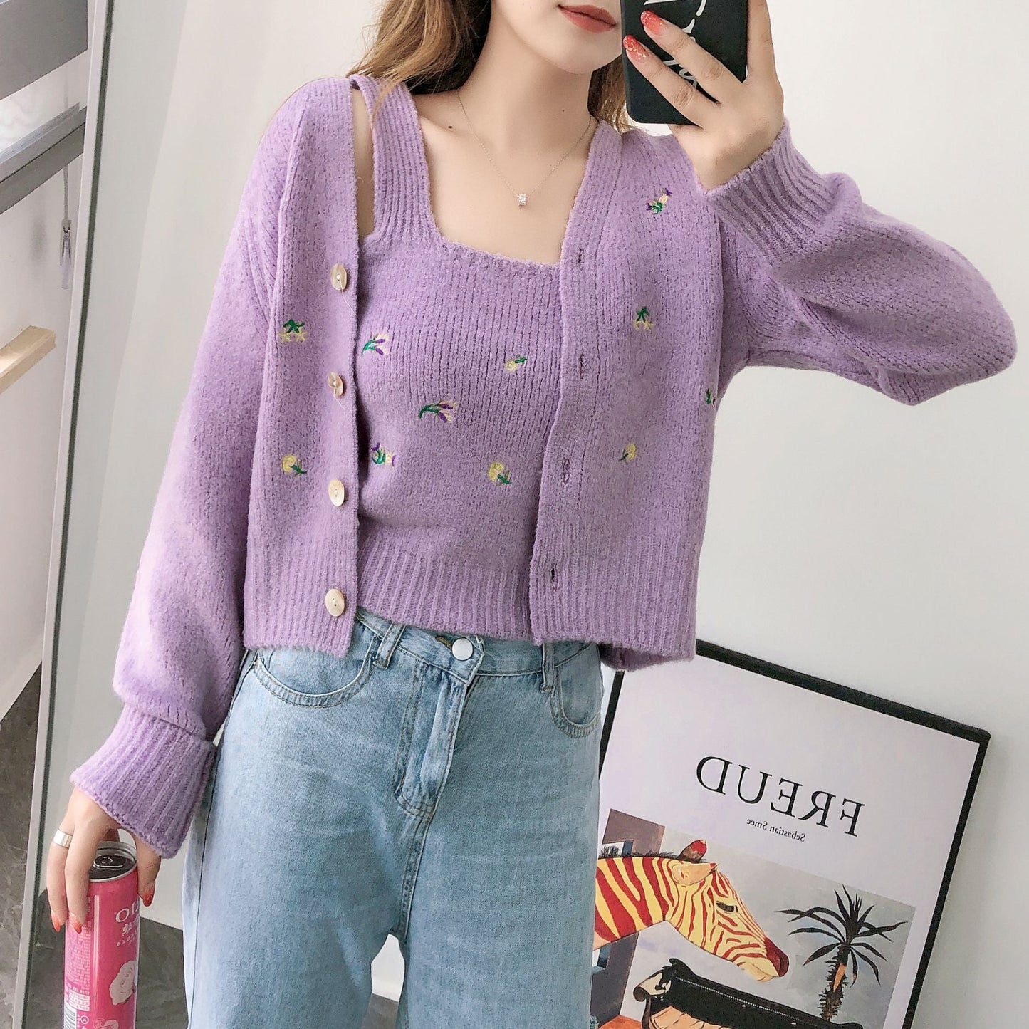 Sweater Knitted Cardigan Loose - GimmeWarehouse