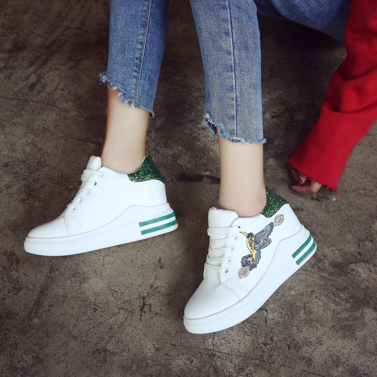 Wedge heel shoes women Korean style platform - GimmeWarehouse