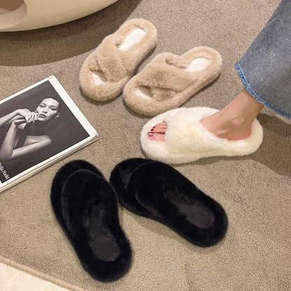 Winter Warm Fashion Slipper Women Modern Slides Outside Design Fluffy Slippers Indoor Soft Plush Shoes Women Warm Slippers Gimme that