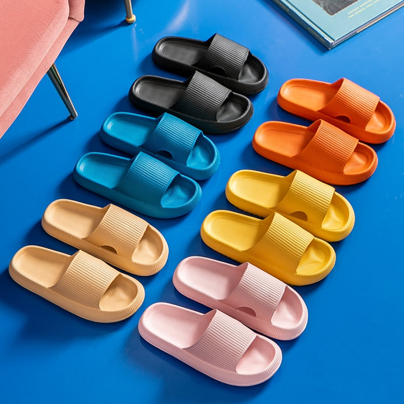 Women Thick Platform Slippers Summer Beach Eva Soft Sole Slide Sandals Leisure Men Ladies Indoor Bathroom Anti-slip Shoes Gimme that